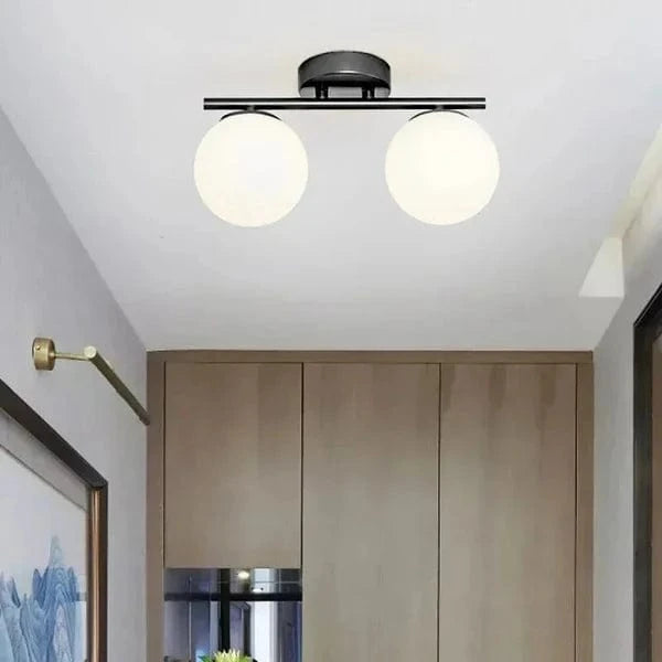 Hvid Glas Kugle Loftslampe - LED - Metal - ø30 cm Ceiling Light Fixtures Danmarkmode.dk