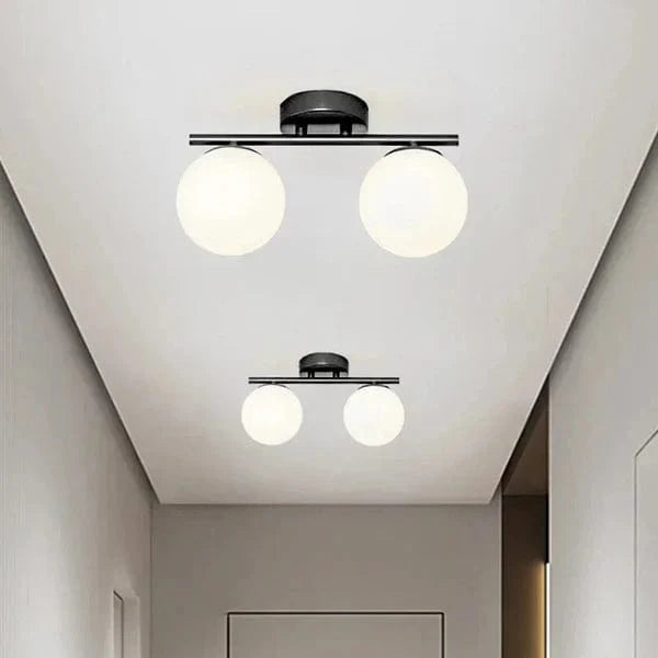 Hvid Glas Kugle Loftslampe - LED - Metal - ø30 cm Ceiling Light Fixtures Danmarkmode.dk