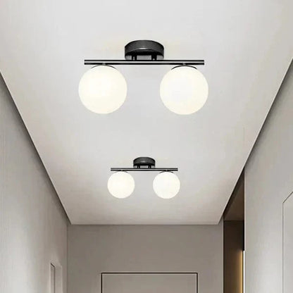 Hvid Glas Kugle Loftslampe - LED - Metal - ø30 cm Ceiling Light Fixtures Danmarkmode.dk