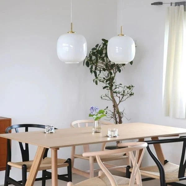 Hvid Kugle af Glas Pendel Lampe - E27 Pære - Hængelampe - Dia 25cm Ceiling Light Fixtures Danmarkmode.dk