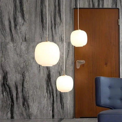 Hvid Kugle af Glas Pendel Lampe - E27 Pære - Hængelampe - Dia 25cm Ceiling Light Fixtures Danmarkmode.dk