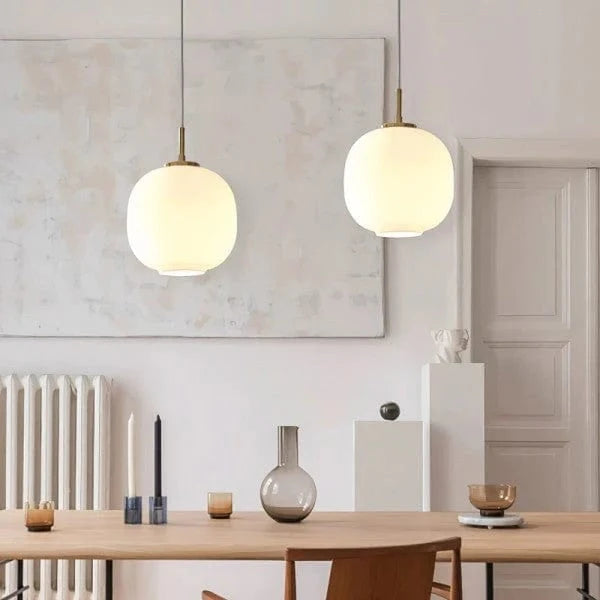 Hvid Kugle af Glas Pendel Lampe - E27 Pære - Hængelampe - Dia 25cm Ceiling Light Fixtures Danmarkmode.dk