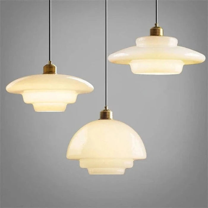 Hvid Kunstnerisk Glasskærm Pendel Lampe - Hængende - E27 Pære Ceiling Light Fixtures Danmarkmode.dk