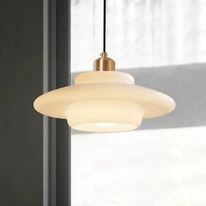 Hvid Kunstnerisk Glasskærm Pendel Lampe - Hængende - E27 Pære Ceiling Light Fixtures Danmarkmode.dk