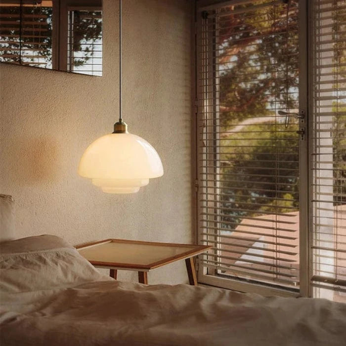Hvid Kunstnerisk Glasskærm Pendel Lampe - Hængende - E27 Pære Ceiling Light Fixtures Danmarkmode.dk