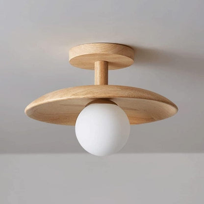 Hvidt Glas Sfære Træ Loftslampe - G9 Pære - Indendørs - Boligindretning Ceiling Light Fixtures Danmarkmode.dk