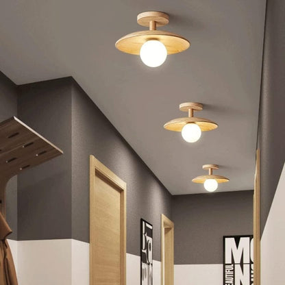 Hvidt Glas Sfære Træ Loftslampe - G9 Pære - Indendørs - Boligindretning Ceiling Light Fixtures Danmarkmode.dk