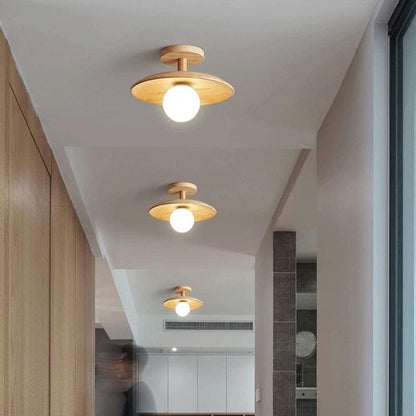 Hvidt Glas Sfære Træ Loftslampe - G9 Pære - Indendørs - Boligindretning Ceiling Light Fixtures Danmarkmode.dk