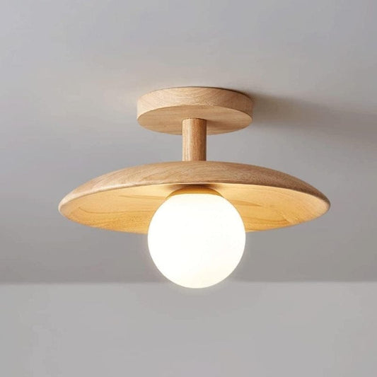 Hvidt Glas Sfære Træ Loftslampe - G9 Pære - Indendørs - Boligindretning Ceiling Light Fixtures Danmarkmode.dk
