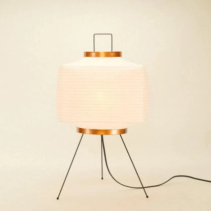 Japandi Papir Trefod Boksformet Gulvlampe - Akari Lampe - Rispapir Floor Lamps Danmarkmode.dk