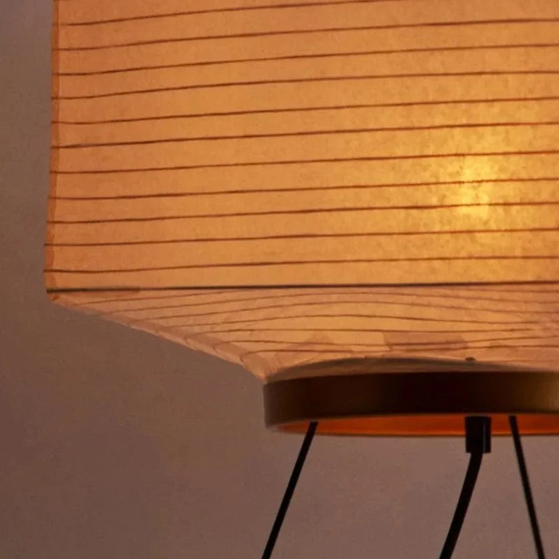 Japandi Papir Trefod Boksformet Gulvlampe - Akari Lampe - Rispapir Floor Lamps Danmarkmode.dk