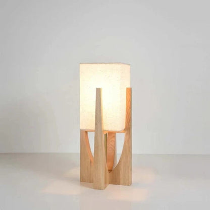 Japandi Style Fod i Træ Gulvlampe - Valnøddetræ - Moderne - Hør Floor Lamps Danmarkmode.dk