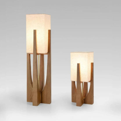 Japandi Style Fod i Træ Gulvlampe - Valnøddetræ - Moderne - Hør Floor Lamps Danmarkmode.dk