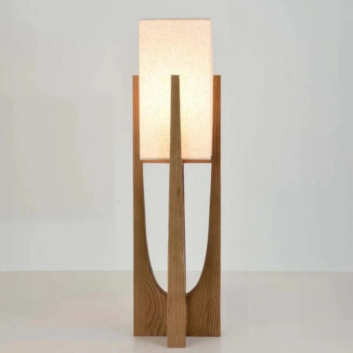 Japandi Style Fod i Træ Gulvlampe - Valnøddetræ - Moderne - Hør Floor Lamps Danmarkmode.dk