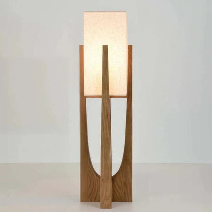 Japandi Style Fod i Træ Gulvlampe - Valnøddetræ - Moderne - Hør Floor Lamps Danmarkmode.dk