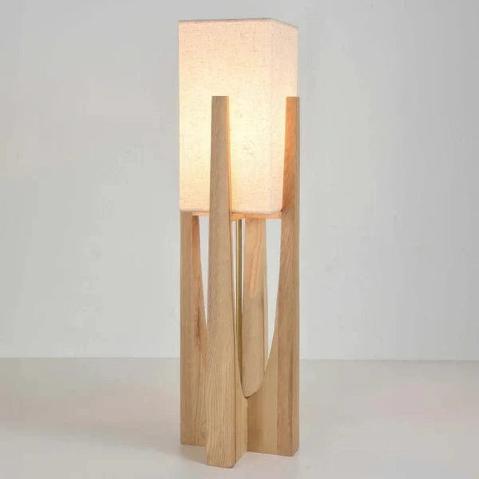 Japandi Style Fod i Træ Gulvlampe - Valnøddetræ - Moderne - Hør Floor Lamps Danmarkmode.dk