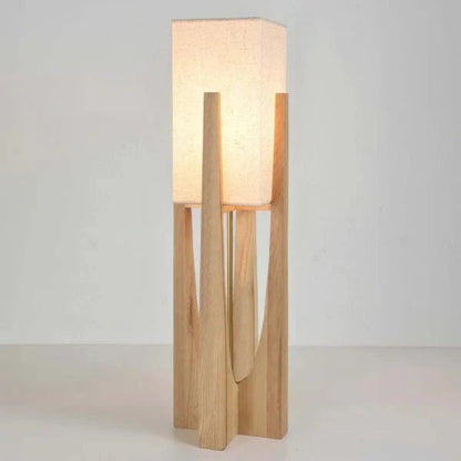 Japandi Style Fod i Træ Gulvlampe - Valnøddetræ - Moderne - Hør Floor Lamps Danmarkmode.dk