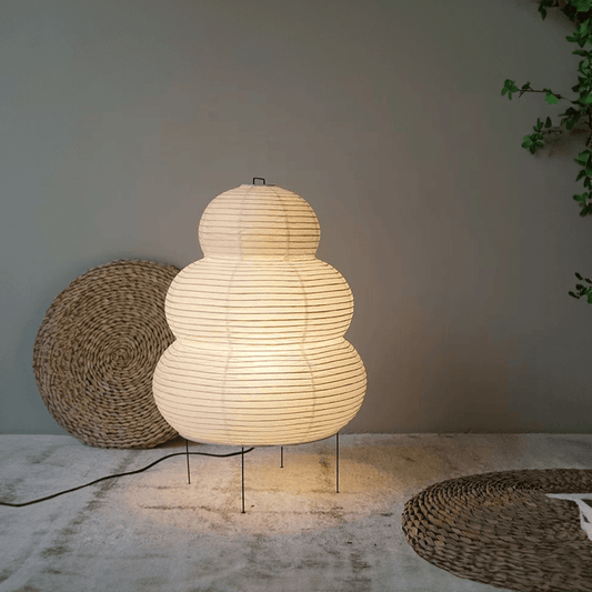 Japansk Gulvlampe Af Rispapir - Wabi Sabi Design - Vintage Lampe Floor Lamp Danmarkmode.dk