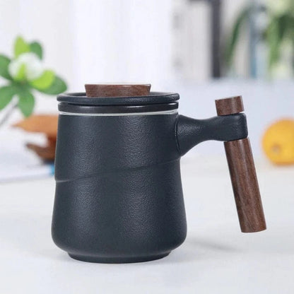 Japansk Keramik Tekop mit Infuser- Træhåndtag - Te Krus - 450ml Tea Cups Danmarkmode.dk