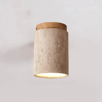 Japansk Rund Travertine Sten Loftslampe - Wabi Sabi - Træ - Lysekrone Ceiling Light Fixtures Danmarkmode.dk