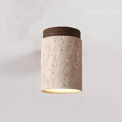 Japansk Rund Travertine Sten Loftslampe - Wabi Sabi - Træ - Lysekrone Ceiling Light Fixtures Danmarkmode.dk