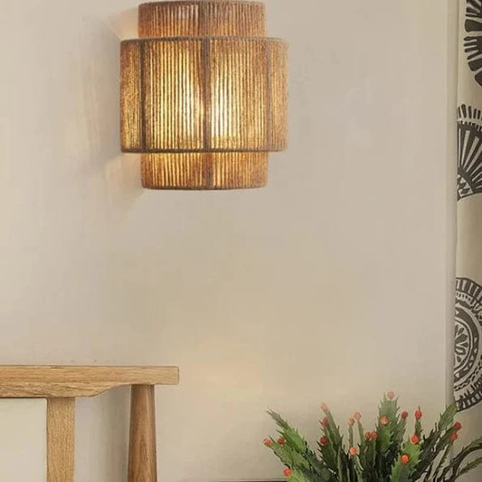 Japansk Stil Hemp Rope Væglampe - Bohemian - Bambus - Vintage Wall Light Fixtures Danmarkmode.dk