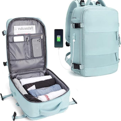 Kan udvides Kabine Rejse Rygsæk - Vandtæt - Anti-Theft - USB Opladningsport Backpacks Danmarkmode.dk