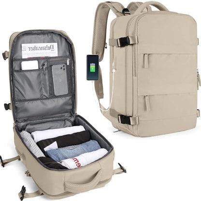 Kan udvides Kabine Rejse Rygsæk - Vandtæt - Anti-Theft - USB Opladningsport Backpacks Danmarkmode.dk