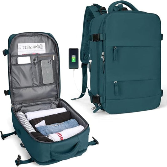 Kan udvides Kabine Rejse Rygsæk - Vandtæt - Anti-Theft - USB Opladningsport Backpacks Danmarkmode.dk