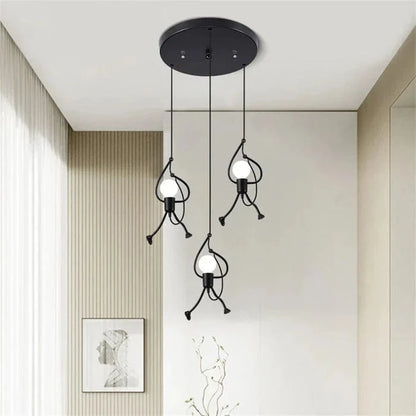 Klatring Lille Mand Pendel Lampe - Jern - Retro - Industriel Lampe Ceiling Light Fixtures Danmarkmode.dk
