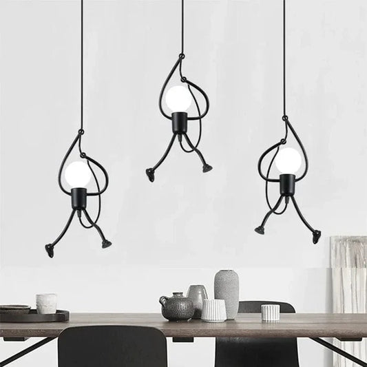 Klatring Lille Mand Pendel Lampe - Jern - Retro - Industriel Lampe Ceiling Light Fixtures Danmarkmode.dk