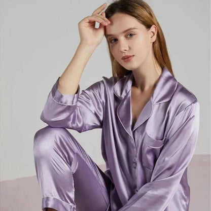 Komfortabel Silke Pyjamas Dame - Nattøj - Matchende Sæt Pajamas Danmarkmode.dk