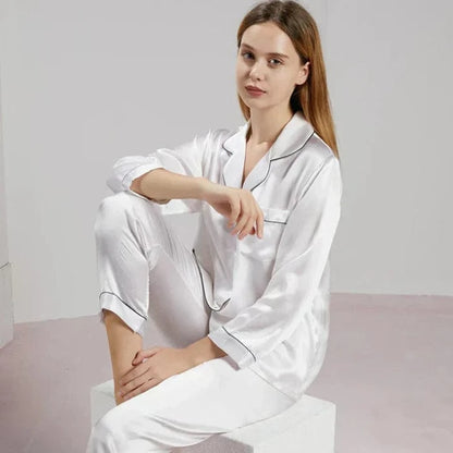 Komfortabel Silke Pyjamas Dame - Nattøj - Matchende Sæt Pajamas Danmarkmode.dk