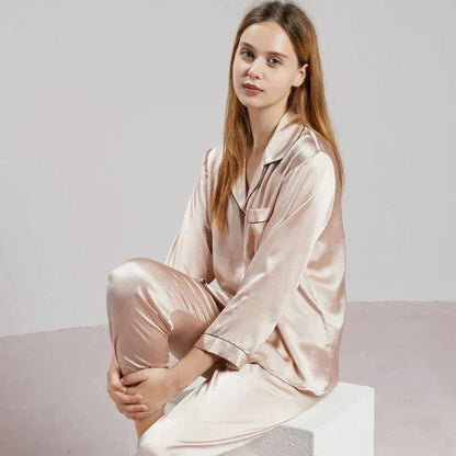 Komfortabel Silke Pyjamas Dame - Nattøj - Matchende Sæt Pajamas Danmarkmode.dk