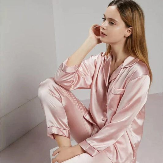 Komfortabel Silke Pyjamas Dame - Nattøj - Matchende Sæt Pajamas Danmarkmode.dk