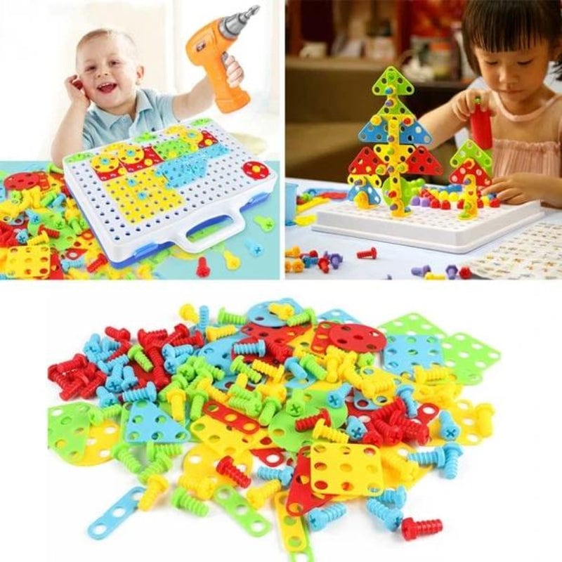 Kreativ Mosaik Montessori Legetøj - Boresæt - Byggeklodser - Pædagogisk Construction Set Toys Danmarkmode.dk