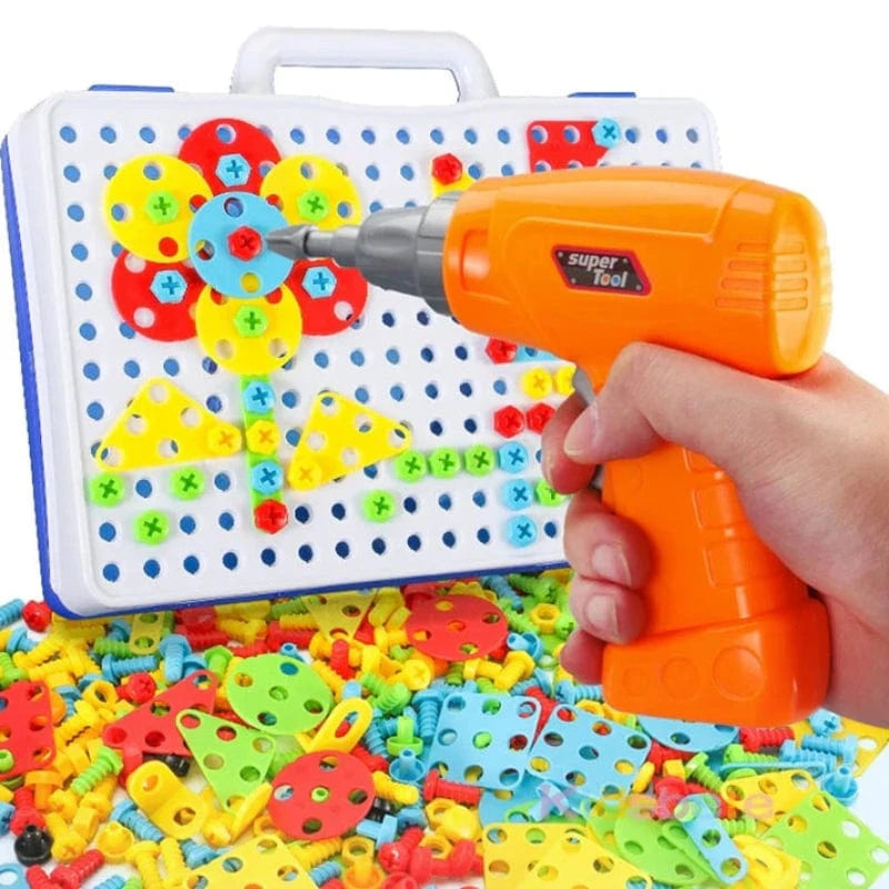 Kreativ Mosaik Montessori Legetøj - Boresæt - Byggeklodser - Pædagogisk Construction Set Toys Danmarkmode.dk