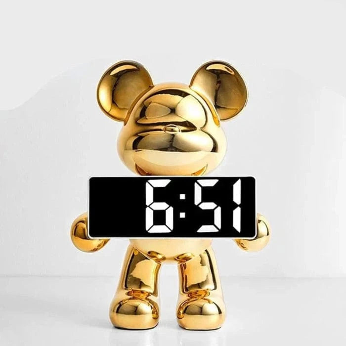 Krom Teddy Digitalt Ur - Vækkeur - Resin - Figur - Værelsesindretning Alarm Clocks Danmarkmode.dk