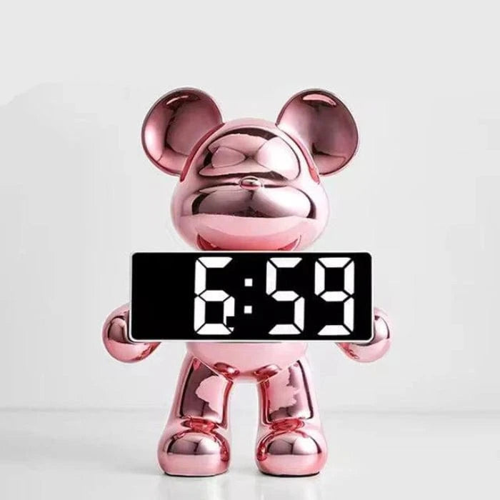 Krom Teddy Digitalt Ur - Vækkeur - Resin - Figur - Værelsesindretning Alarm Clocks Danmarkmode.dk