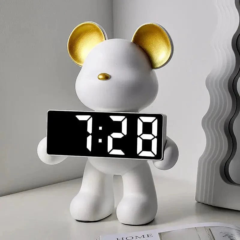 Krom Teddy Digitalt Ur - Vækkeur - Resin - Figur - Værelsesindretning Alarm Clocks Danmarkmode.dk