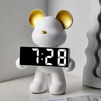 Krom Teddy Digitalt Ur - Vækkeur - Resin - Figur - Værelsesindretning Alarm Clocks Danmarkmode.dk