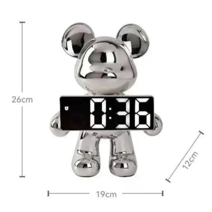 Krom Teddy Digitalt Ur - Vækkeur - Resin - Figur - Værelsesindretning Alarm Clocks Danmarkmode.dk