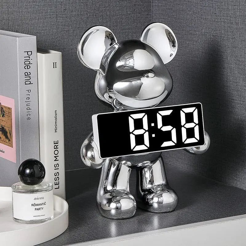 Krom Teddy Digitalt Ur - Vækkeur - Resin - Figur - Værelsesindretning Alarm Clocks Danmarkmode.dk