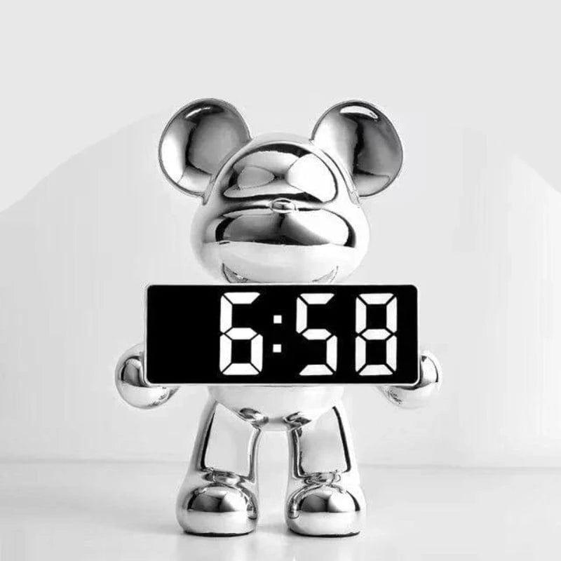 Krom Teddy Digitalt Ur - Vækkeur - Resin - Figur - Værelsesindretning Alarm Clocks Danmarkmode.dk