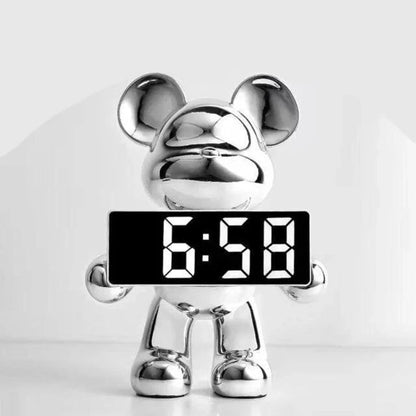 Krom Teddy Digitalt Ur - Vækkeur - Resin - Figur - Værelsesindretning Alarm Clocks Danmarkmode.dk