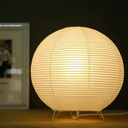Kugle Japandi Rispapir Lantern - Bordlampe - Wabi Sabi - 25cm Table Lamp Danmarkmode.dk