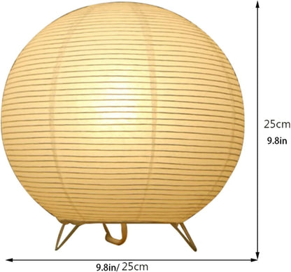 Kugle Japandi Rispapir Lantern - Bordlampe - Wabi Sabi - 25cm Table Lamp Danmarkmode.dk