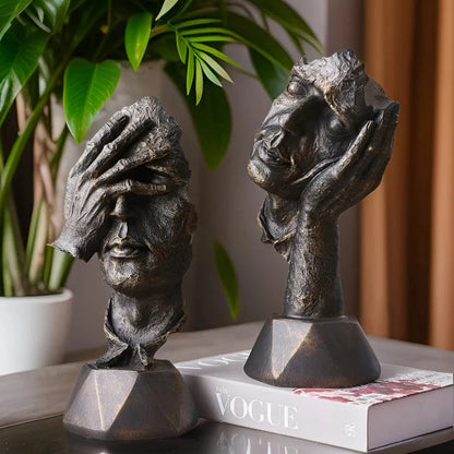 Kunstnerisk Abstrakt Ansigt Skulptur - Figurer - Boligindretning Sculptures & Statues Danmarkmode.dk