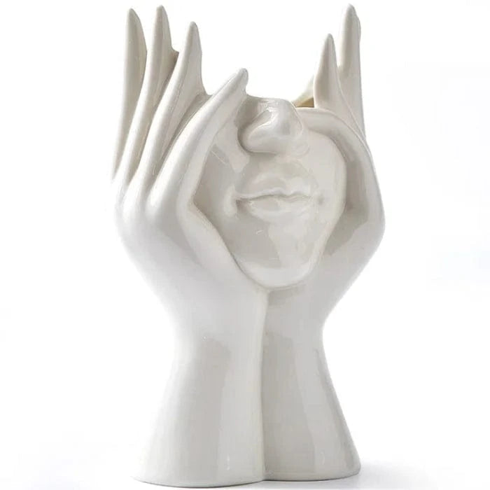 Kunstnerisk Halvt Ansigt Keramik Vaser - Skulptur - Boligindretning - Blomsterkrukke Vases Danmarkmode.dk