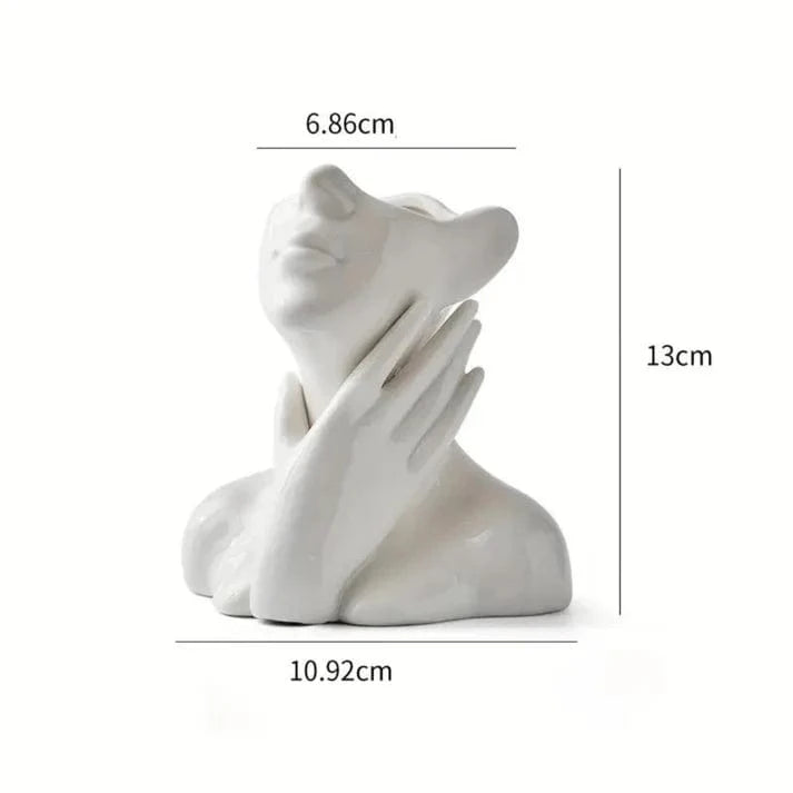 Kunstnerisk Halvt Ansigt Keramik Vaser - Skulptur - Boligindretning - Blomsterkrukke Vases Danmarkmode.dk